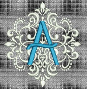Elegant Damask Monogram Alphabet Machine Embroidery Designs by JuJu