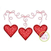 Dangling Hearts Applique | Machine Embroidery Designs by JuJu