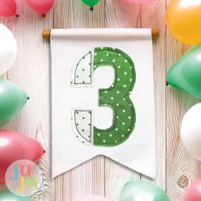 Two Color Block Bean Stitch Applique Numbers Embroidery Font | Designs by JuJu
                            
                            