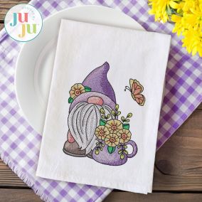 Spring Garden Gnome 5 | Machine Embroidery Designs by JuJu