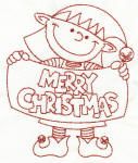 Christmas Elves Redwork Machine Embroidery Designs by JuJu