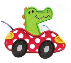 Cute Animals in Cars Applique Machine Embroidery Designs by JuJu 