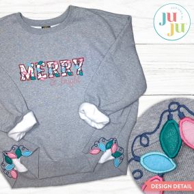                                                                                                 Christmas Light Strand Side Seam Cutaway Applique Embroidery Design | Machine Embroidery Designs by JuJu   
                            
                    