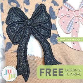 Free Cutaway Bow Applique Embroidery Design | Designs by JuJu Machine Embroidery Designs