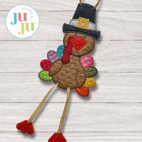 In The Hoop Pilgrim Turkeys Wall Hanging | Designs by JuJu Digital Embroidery Designs
