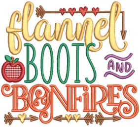 Autumn Days Word Art Machine Embroidery Designs by JuJu