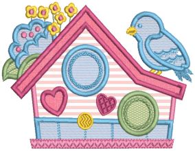 Birdhouses Applique Digital Embroidery Machine Designs by JuJu