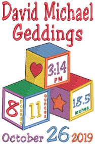 Building Blocks Birth Announcement Template Machine Embroidery Designs by JuJu