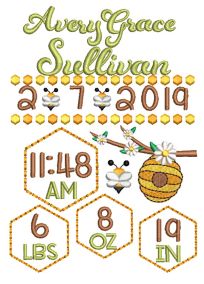 Bumblebee Birth Announcement Template Machine Embroidery Designs by JuJu