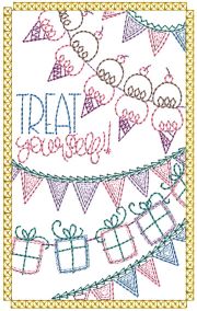 Celebration Greeting Cards Set 4 | Machine Embroidery Designs by JuJu