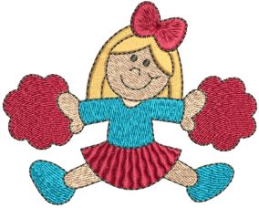 Cheerleader Filled Stitch Machine Embroidery Designs by JuJu