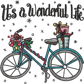 Christmas Bicycles Embroidery Design Set | Designs by JuJu
