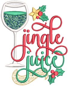 Christmas Cocktail Word Art Digital Embroidery Designs by JuJu