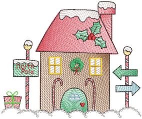 Christmas Village Vintage Sketch 1 Machine Embroidery Designs by JuJu