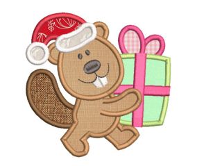 Christmas Woodland Applique Beaver Machine Embroidery Designs By JuJu