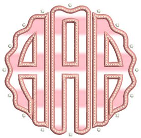Circle Scallop Monogram Applique  Machine Embroidery Designs By JuJu