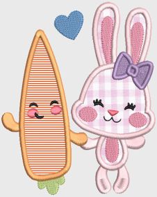 Cute Easter Bunnies Applique Digital Embroidery Machine Designs by JuJu