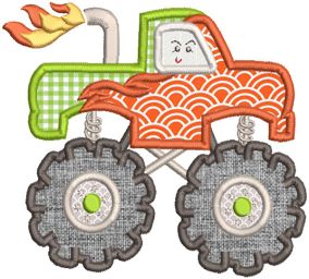 Cute Monster Trucks Applique Machine Embroidery Designs by JuJu