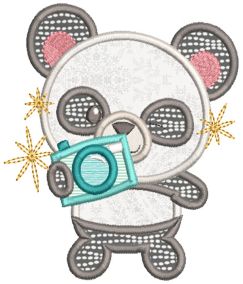 Cute Pandas Applique Machine Embroidery Designs by JuJu