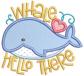 Cute Whales Applique Machine Embroidery Designs by JuJu