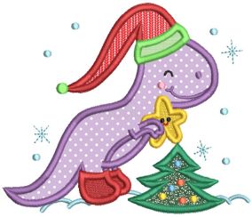 Dinosaur Christmas Applique Machine Embroidery Designs by JuJu 