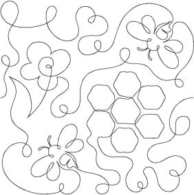 Bumblebee Honeycomb Hearts End-to-End Quilting | Machine Embroidery Designs by JuJu