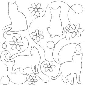 Cats and Flowers End-to-End Quilting Design | Machine Embroidery Designs by JuJu