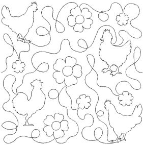 Chickens And Flowers End-to-End Quilting Design