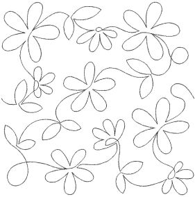 Daisy Chain Simple Leaves End-to-End Quilting Design | Machine Embroidery Designs by JuJu