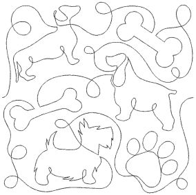 Dog Prints Bones End-to-End Quilting | Machine Embroidery Designs by JuJu