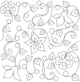 Flowers Leaves Curls Dots End-to-End Quilting Design | Machine Embroidery Designs by JuJu