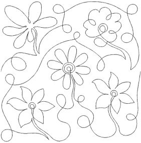 Flowers With Stems End-to-End Quilting Design | Machine Embroidery Designs by JuJu