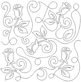 Rosebuds Leaves Swirls End-to-End Quilting Design | Machine Embroidery Designs by JuJu
