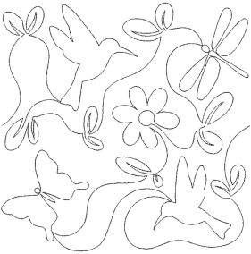 Simple Hummingbird Butterfly Dragonfly End-to-End Quilting | Machine Embroidery Designs by JuJu