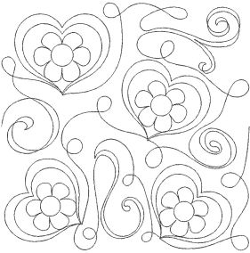 Swirly Flower Hearts End-to-End Quilting | Machine Embroidery Designs by JuJu