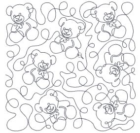 Teddy Bear End-to-End Quilting Embroidery Design | Machine Embroidery Designs by JuJu