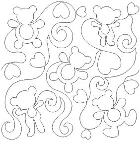 Teddy Bear Hearts End-to-End Quilting | Machine Embroidery Designs by JuJu
