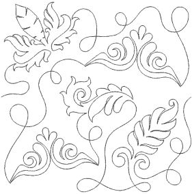 Vegas Feathers End-to-End Quilting Design | Machine Embroidery Designs by JuJu