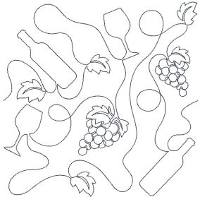 Wine and Grapes End-to-End Quilting Machine Embroidery Pattern Designs by JuJu for Edge to Edge Continuous Line Allover E2E Quilting With Your Embroidery Machine