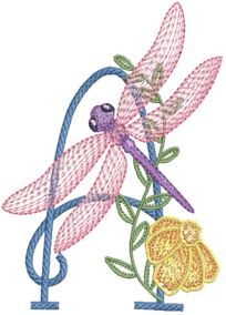 Elegant Dragonfly Alphabet | Machine Embroidery Designs by JuJu