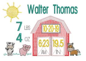 Farm Birth Announcement Template Machine Embroidery Designs by JuJu