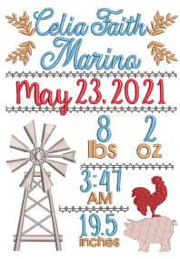 Farm Life Birth Announcement Template Machine Embroidery Designs by JuJu