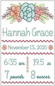 Floral Swag Birth Announcement Machine Embroidery Designs by JuJu