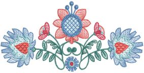 Folksy Floral Sketch Digital Machine Embroidery Designs by JuJu