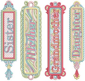 Free Standing Lace Family Women Bookmarks Digital Embroidery Designs by JuJu
