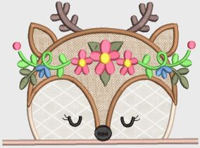 Girly Animal Peekers Applique Machine Embroidery Designs by JuJu 