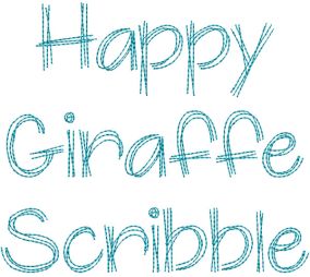 Happy Giraffe Scribble Embroidery Font | Machine Embroidery Designs by JuJu