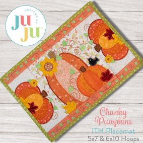 ITH Chunky Pumpkin Placemat | Machine Embroidery Designs by JuJu