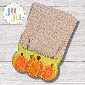 ITH Chunky Pumpkin Trio Wrap Around Towel Topper | Machine Embroidery Designs by JuJu