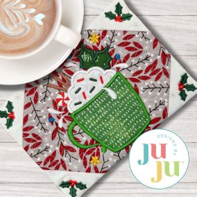 ITH Cocoa Mug Rug | Machine Embroidery Designs by JuJu